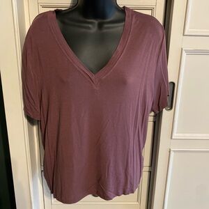 Express V-Neck Short Sleeve Top in Deep Purple